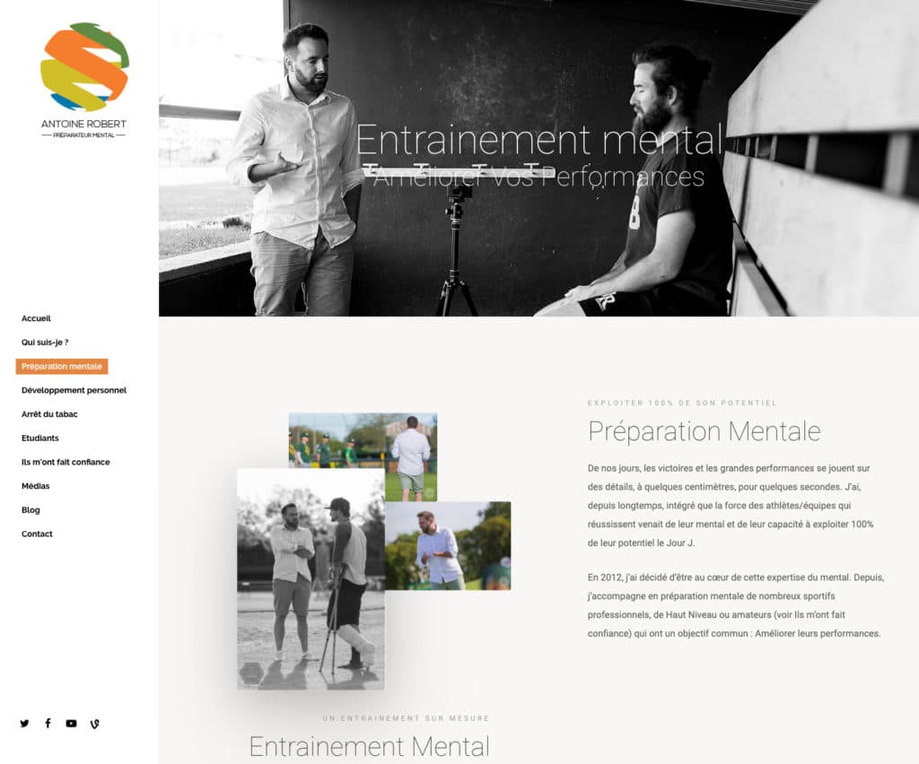 Création site internet Antoine Robert – Préparateur mental à La Rochelle