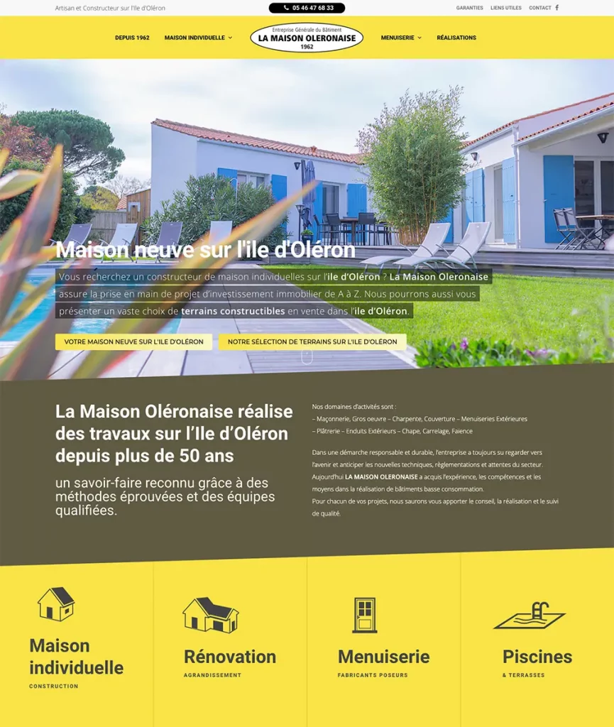 Site internet pour la Maison Oléronaise – Artisan et constructeur sur l’ile d’Oléron depuis 1962