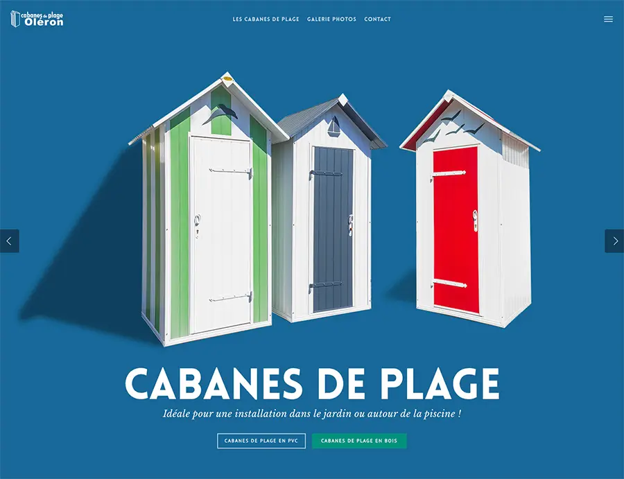 Création site internet Cabanes de Plage - Choisissez votre cabane de plage en bois ou votre de cabane de plage en PVC, elles sont toutes uniques et adaptées à votre environnement.