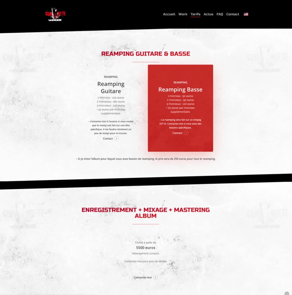 Création site internet studio enregistrement rock Metal Conkrete Studio Création site internet studio enregistrement rock Metal Conkrete Studio