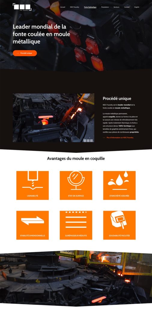 Création site internet NDC Foundry : Spécialiste mondial du procédé de fonte grise en coquille Création site internet NDC Foundry : Spécialiste mondial du procédé de fonte grise en coquille