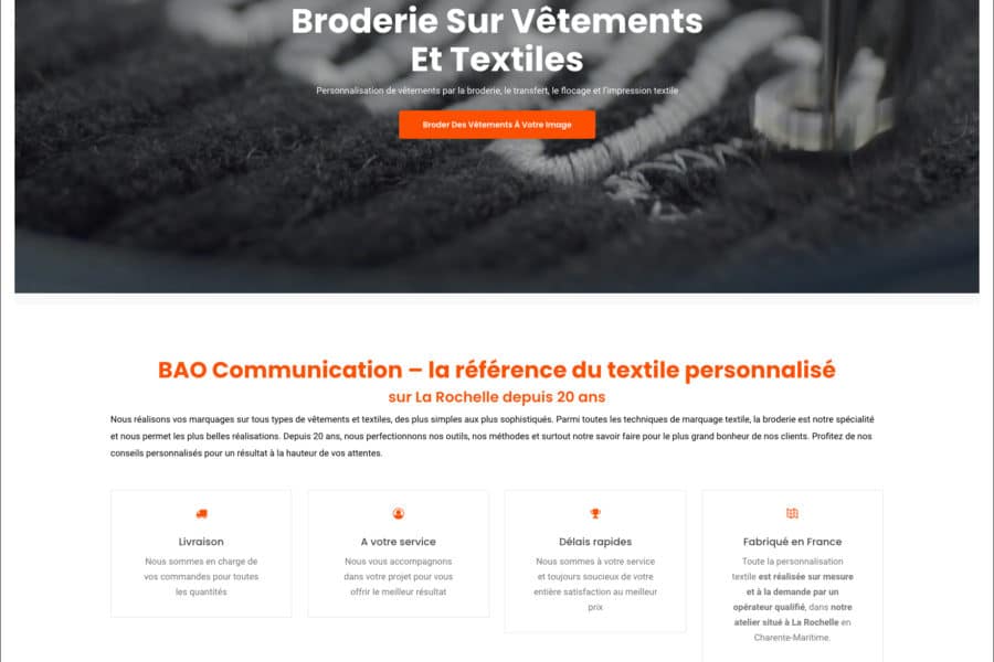 Site internet BAO COMMUNICATION – la référence du textile personnalisé à La Rochelle