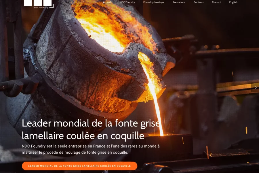 Création site internet NDC Foundry : Spécialiste mondial du procédé de fonte grise en coquille