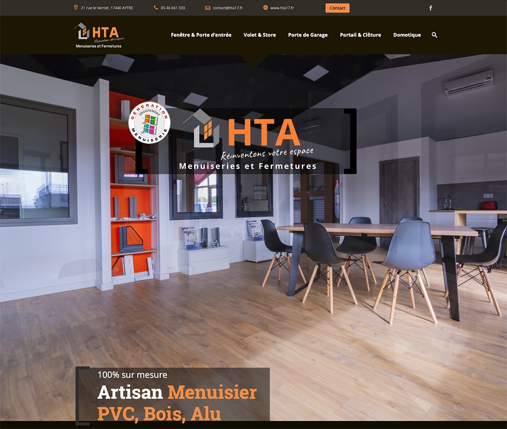 Création site internet HTA Menuiseries - spécialisée en menuiseries et fermetures dans le département de la Charente-Maritime