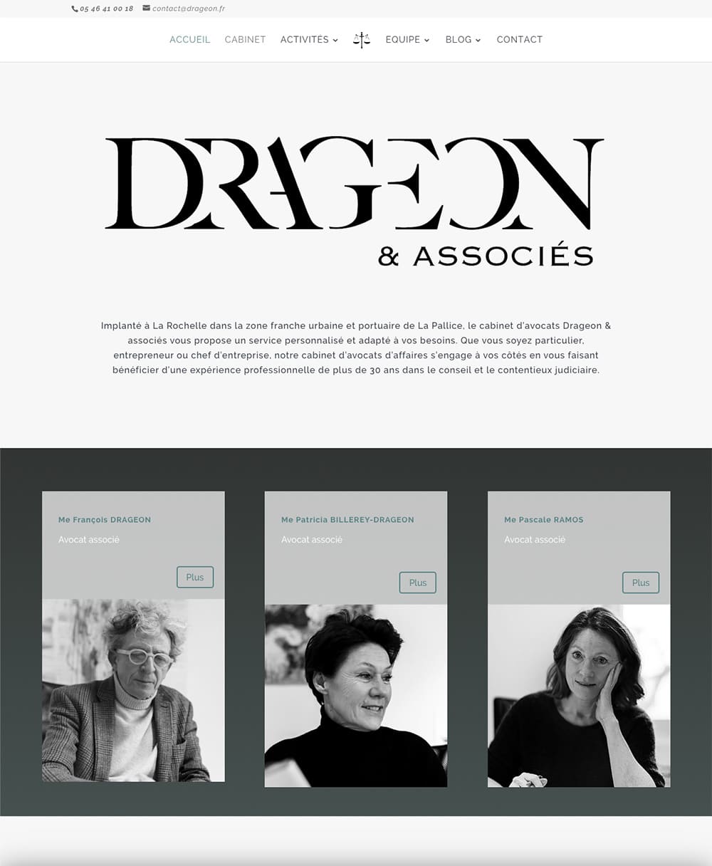 création site internet cabinet d'avocats Drageon et Associés à La Rochelle